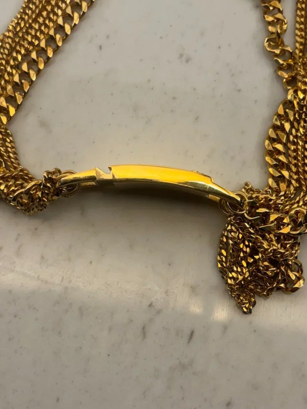 Michael Kors Multi Strand Chain Link Statement Necklace Gold MKJ2920 ID Bar
